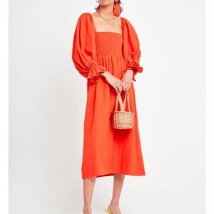 OPT Persimmon Orange Women's Smock Dress
